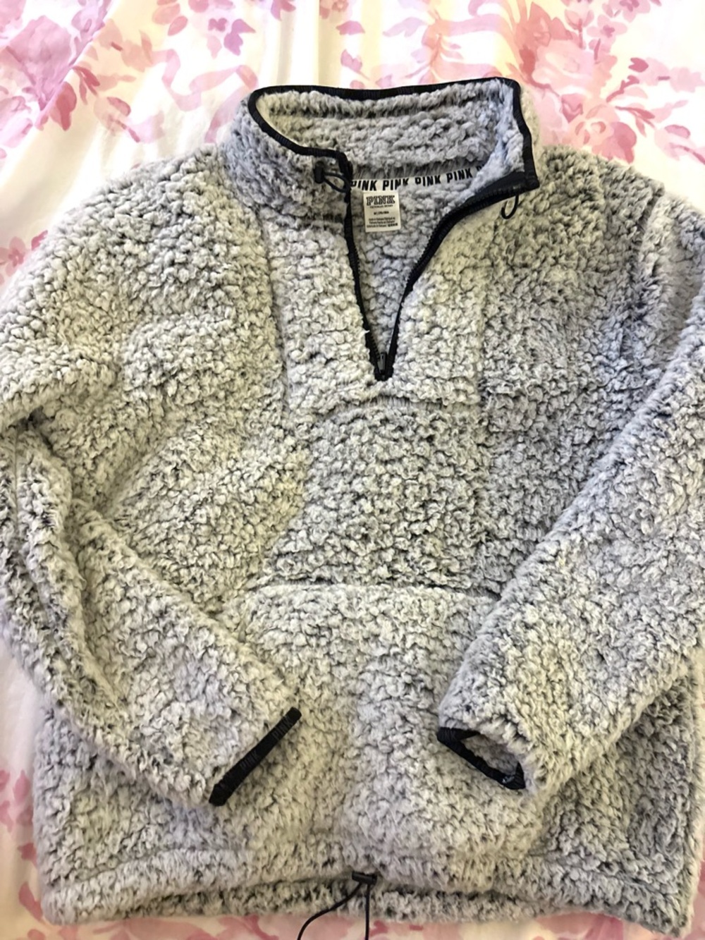 Victoria’s Secret PINK grey Sherpa quarter zip